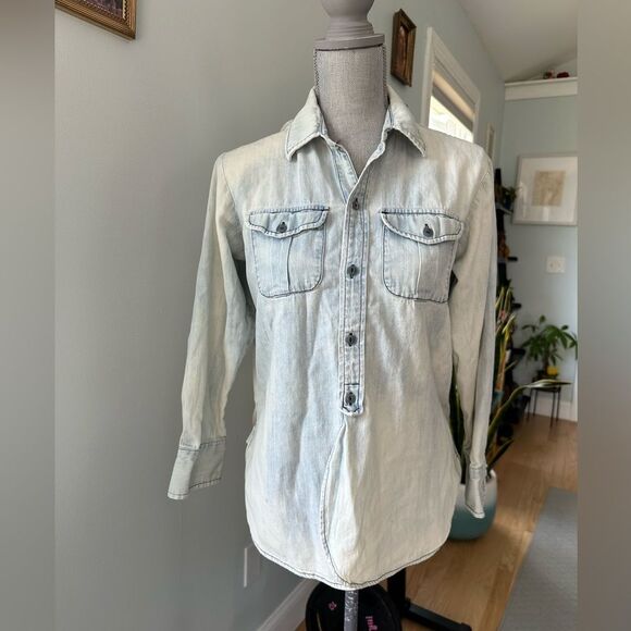 Madewell Light Wash Denim Button-Up Cotton Boho Chic Shirt size XS - Picture 1 of 8